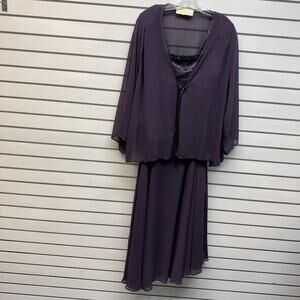 Vintage Caviar Dress 30 Plus Beaded Chiffon 2 Piece Formal Romantic Elegant Maxi